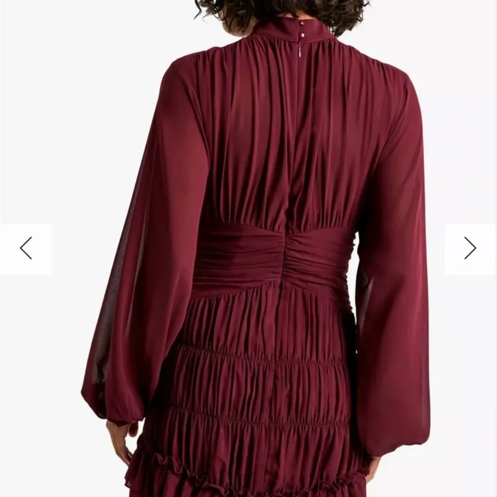 TALL CHIFFON RUCHED HIGH NECK RUFFLE DRESS - Picture 2 of 8